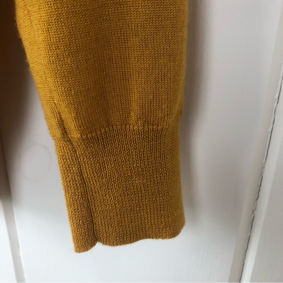 J CREW Factory Mustard Yellow/Gold Wool Ruffle Collar Cardigan Sweater - Picture 8 of 13